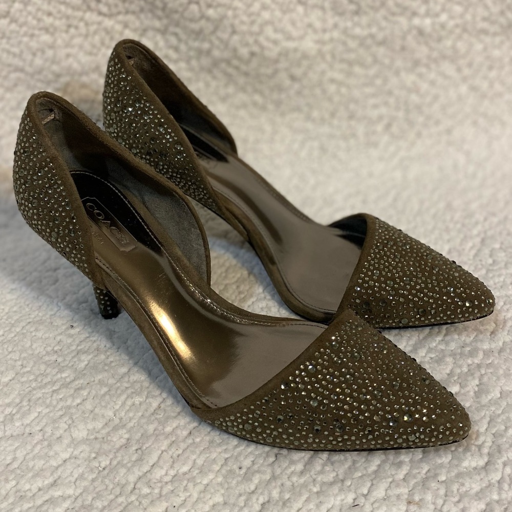Coach Bronze Studded Kitten Heels